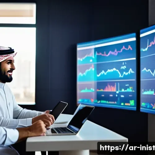Home 30 시드 투자와 동종 업계의 비교 분석 - A modern Middle Eastern startup office scene, featuring a diverse group of Arab entrepreneurs analyz...